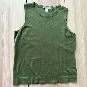 August Silk Olive Muscle Tee viscose sleeveless women size XL